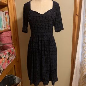 Anthropologie Burnout Geometric Velvet Dress